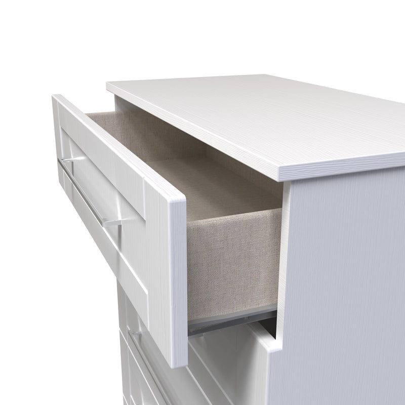 Malton Ready Assembled 5 Drawer Chest in White Ash