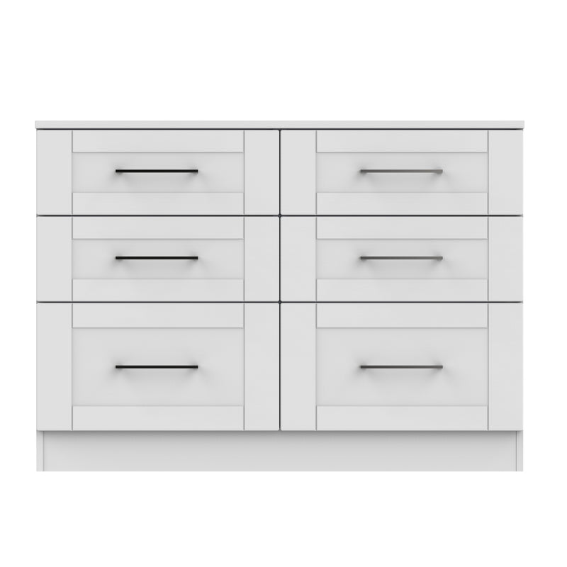 Malton Ready Assembled 6 Drawer Wide Chest in Grey Ash