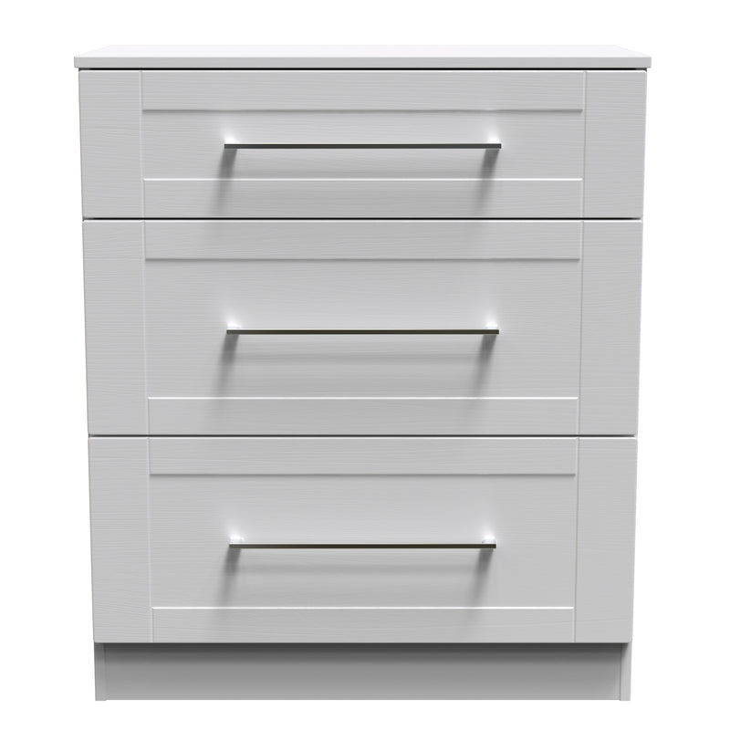 Malton Ready Assembled 3 Drawer Deep Chest in Grey Ash