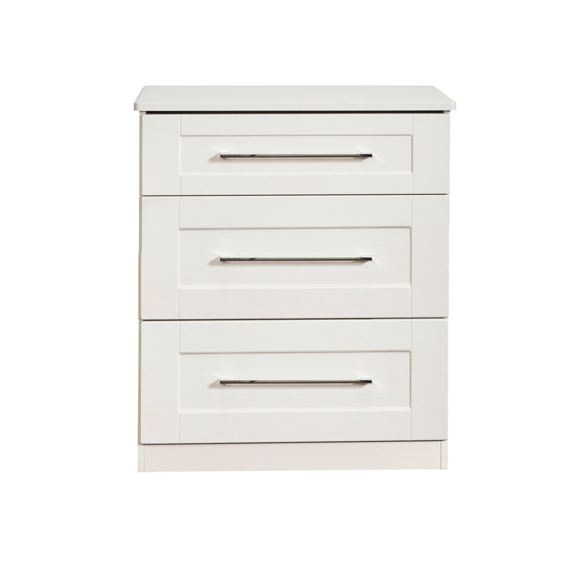 Malton Ready Assembled 3 Drawer Deep Chest in White Ash