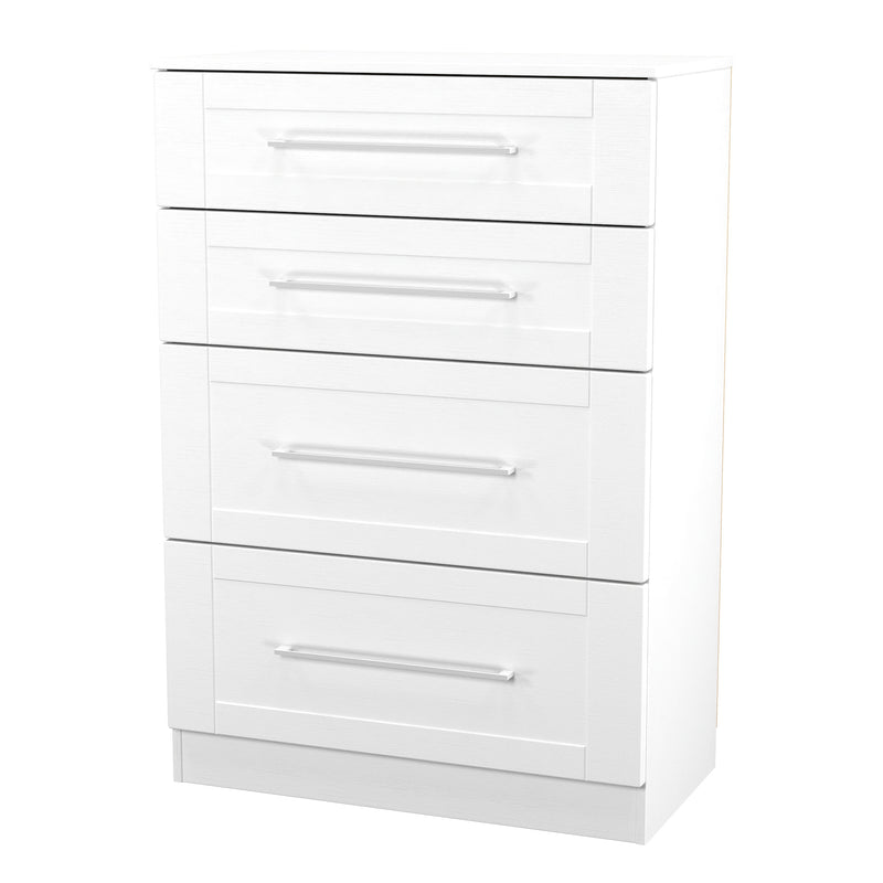 Malton Ready Assembled 4 Drawer Deep Chest in White Ash