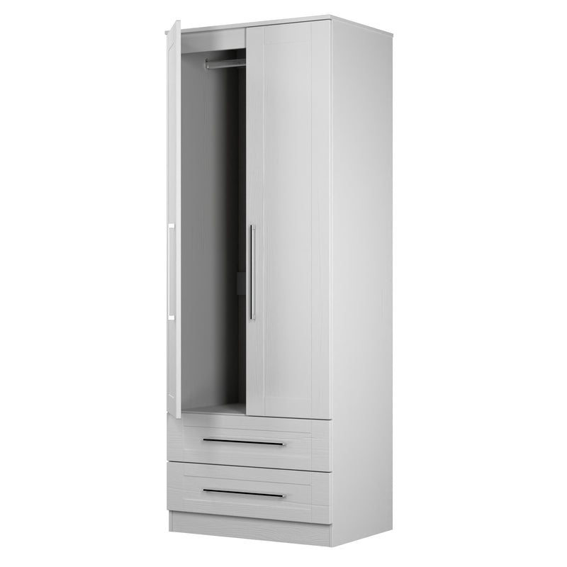 Malton Ready Assembled 2 Door 2 Drawer Wardrobe in Grey Ash