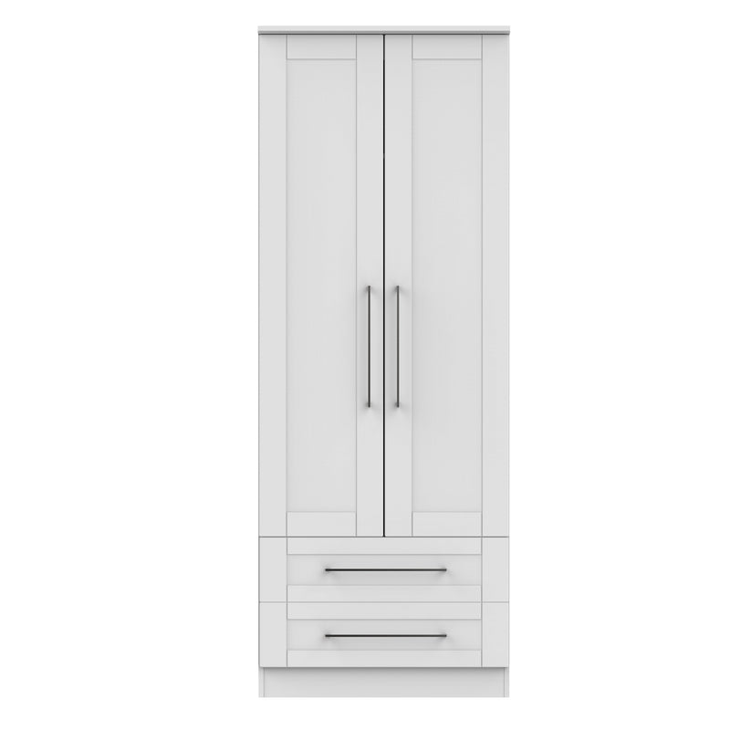 Malton Ready Assembled 2 Door 2 Drawer Wardrobe in Grey Ash