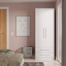 Malton Ready Assembled 2 Door 2 Drawer Wardrobe in White Ash