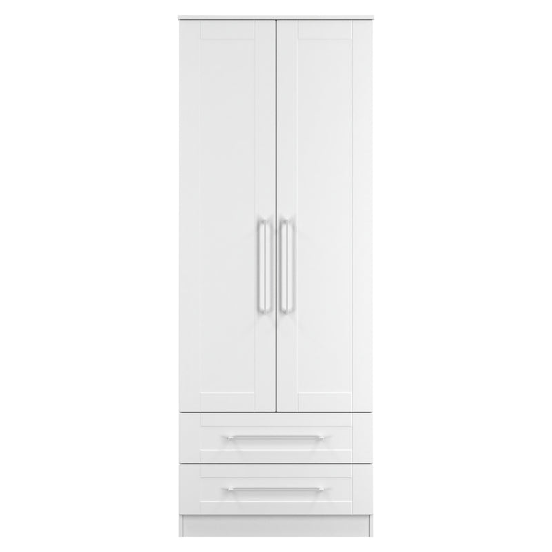 Malton Ready Assembled 2 Door 2 Drawer Wardrobe in White Ash