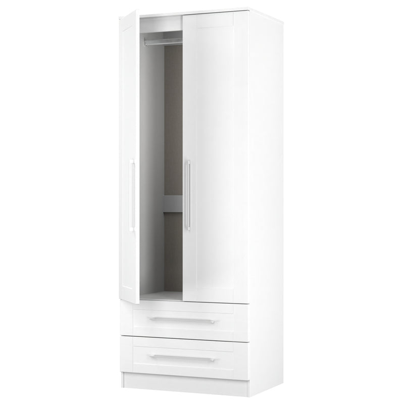 Malton Ready Assembled 2 Door 2 Drawer Wardrobe in White Ash