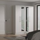 Malton Ready Assembled Tall 4 Door 2 Centre Mirrors in Grey Ash