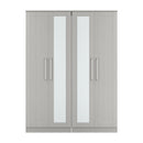 Malton Ready Assembled Tall 4 Door 2 Centre Mirrors in Grey Ash
