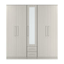Malton Ready Assembled Tall 5 Door 2 Drawer 1 Mirror Wardrobe in Grey Ash