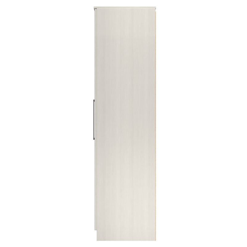 Malton Ready Assembled Tall 5 Door 2 Drawer 1 Mirror Wardrobe in Grey Ash