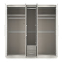 Malton Ready Assembled Tall 5 Door 2 Drawer 1 Mirror Wardrobe in Grey Ash