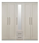 Malton Ready Assembled Tall 5 Door 2 Drawer 1 Mirror Wardrobe in Kashmir Ash