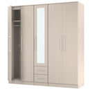 Malton Ready Assembled Tall 5 Door 2 Drawer 1 Mirror Wardrobe in Kashmir Ash