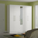 Malton Ready Assembled Tall 5 Door 2 Drawer 1 Mirror Wardrobe in White Ash