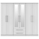 Malton Ready Assembled Tall 6 Door 2 Drawer 2 Mirror Wardrobe in Grey Ash