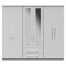 Malton Ready Assembled Tall 6 Door 2 Drawer 2 Mirror Wardrobe in Grey Ash