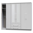 Malton Ready Assembled Tall 6 Door 2 Drawer 2 Mirror Wardrobe in Grey Ash