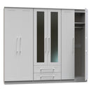 Malton Ready Assembled Tall 6 Door 2 Drawer 2 Mirror Wardrobe in Grey Ash