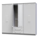 Malton Ready Assembled Tall 6 Door 2 Drawer 2 Mirror Wardrobe in Grey Ash