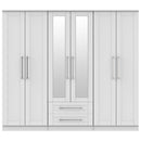 Malton Ready Assembled Tall 6 Door 2 Drawer 2 Mirror Wardrobe in Grey Ash