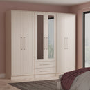Malton Ready Assembled Tall 6 Door 2 Drawer 2 Mirror Wardrobe In Kashmir Ash