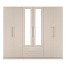 Malton Ready Assembled Tall 6 Door 2 Drawer 2 Mirror Wardrobe In Kashmir Ash