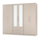 Malton Ready Assembled Tall 6 Door 2 Drawer 2 Mirror Wardrobe In Kashmir Ash