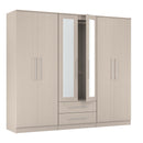 Malton Ready Assembled Tall 6 Door 2 Drawer 2 Mirror Wardrobe In Kashmir Ash