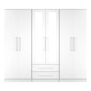 Malton Ready Assembled Tall 6 Door 2 Drawer 2 Mirror Wardrobe In White Ash
