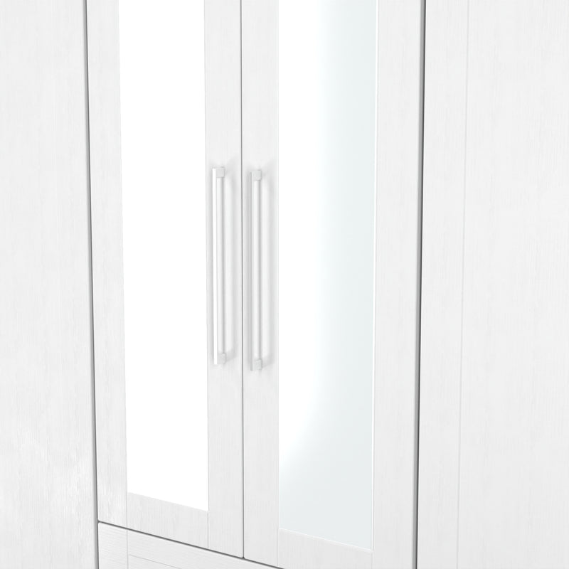 Malton Ready Assembled Tall 6 Door 2 Drawer 2 Mirror Wardrobe In White Ash