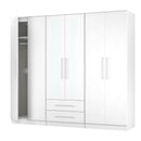 Malton Ready Assembled Tall 6 Door 2 Drawer 2 Mirror Wardrobe In White Ash