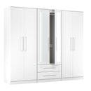 Malton Ready Assembled Tall 6 Door 2 Drawer 2 Mirror Wardrobe In White Ash