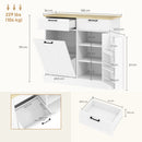 HOMCOM Sideboard with Trash Bin, Farmhouse Kitchen Sideboard with 2 Drawers