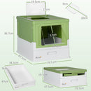 PawHut Hooded Cat Litter Box, Pet Toilet w/ Scoop, Tray - Light Green