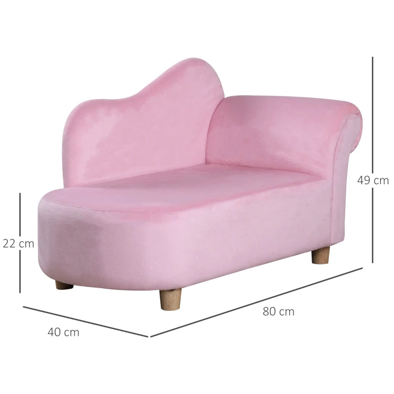 HOMCOM Kids Velvet-Like Chaise Lounge – Pink