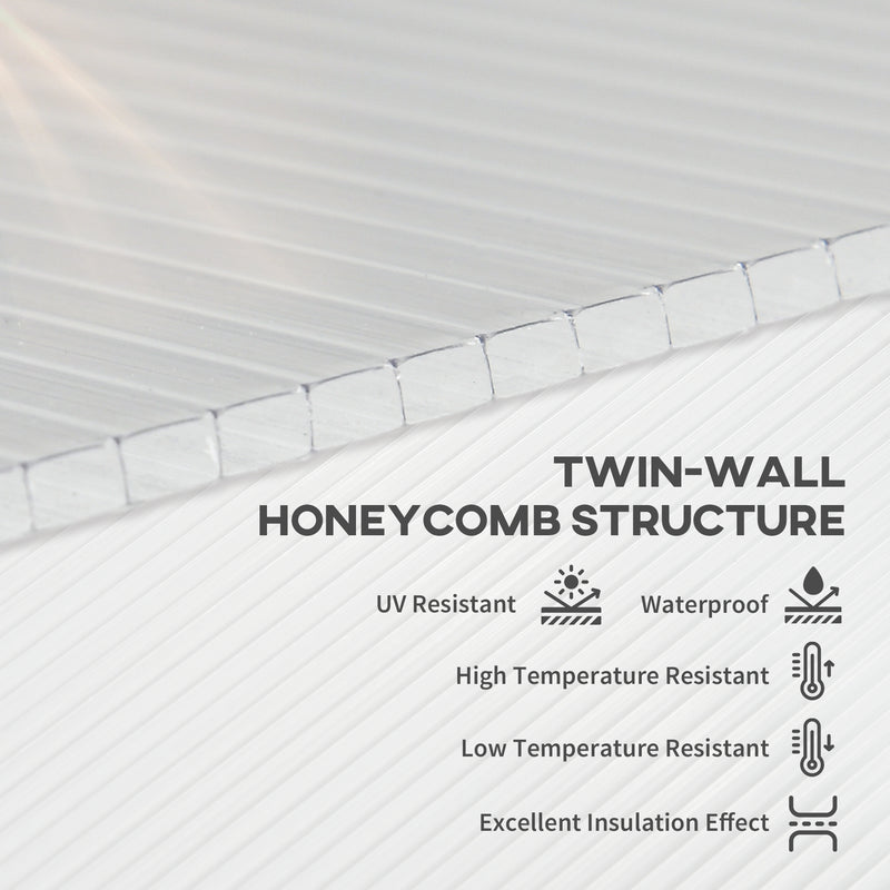 Outsunny 14 Pieces Twin-Wall Greenhouse Polycarbonate Sheets, 121 x 61 x 0.4cm