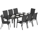 Outsunny 9 Pieces Patio Dining Set With Stackable Chairs, Black