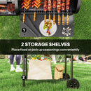 Outsunny Portable Outdoor Charcoal Grill BBQ Grill With Offset Smoker Black