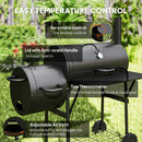 Outsunny Portable Outdoor Charcoal Grill BBQ Grill With Offset Smoker Black