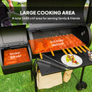 Outsunny Portable Outdoor Charcoal Grill BBQ Grill With Offset Smoker Black