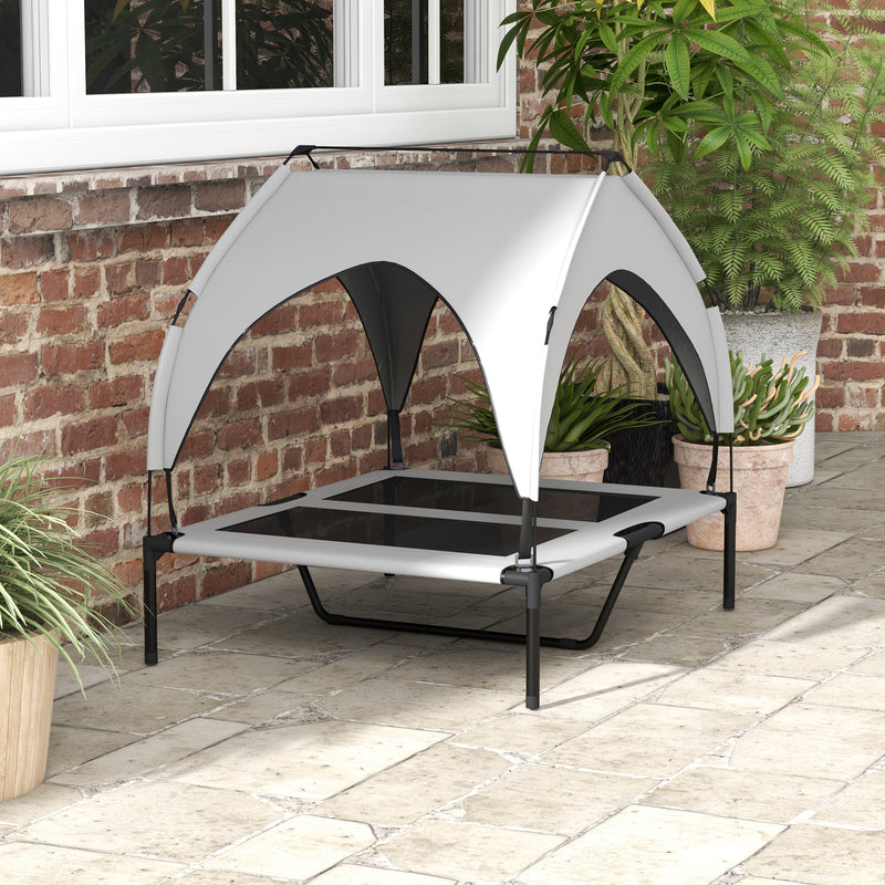 PawHut Cooling Raised Dog Bed w/ Breathable Mesh, Light Grey