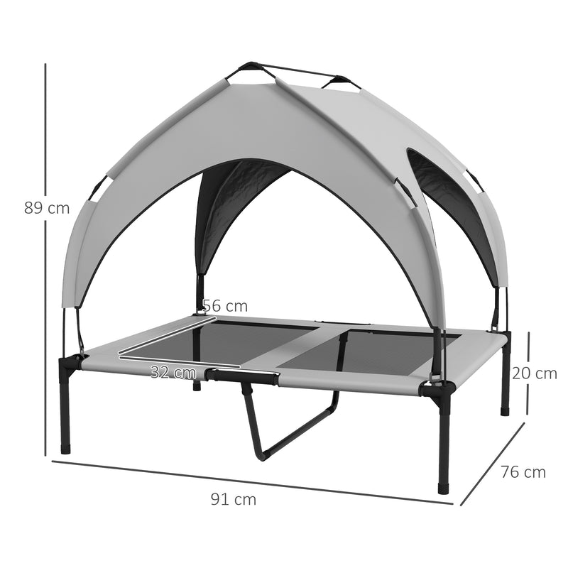 PawHut Cooling Raised Dog Bed w/ Breathable Mesh, Light Grey