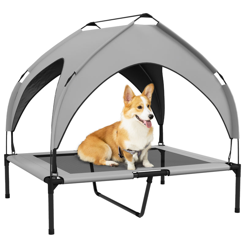 PawHut Cooling Raised Dog Bed w/ Breathable Mesh, Light Grey