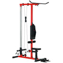SPORTNOW Pull Up Station Power Cage with Adjustable Seat, Home Gym - Red