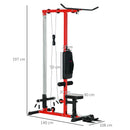 SPORTNOW Pull Up Station Power Cage with Adjustable Seat, Home Gym - Red