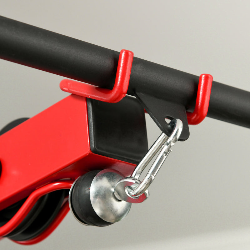 SPORTNOW Pull Up Station Power Cage with Adjustable Seat, Home Gym - Red