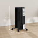 HOMCOM White 1500W 7 Fin Oil Filled Heater Radiator For Home