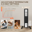 HOMCOM White 1500W 7 Fin Oil Filled Heater Radiator For Home