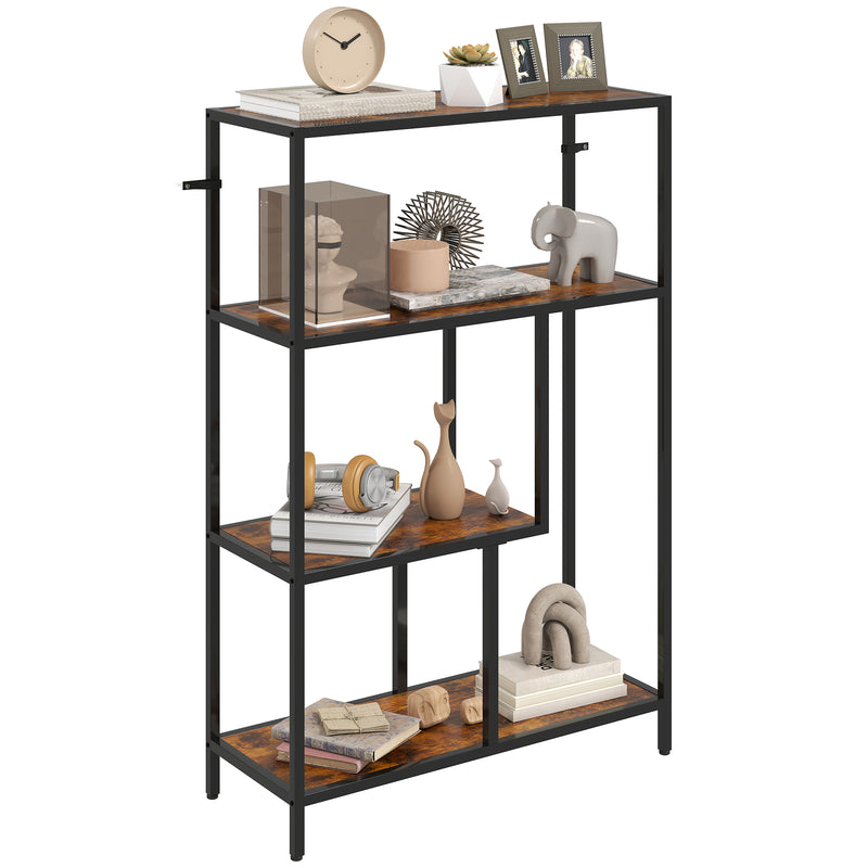 HOMCOM Industrial Bookshelf Bookcase W/ Open Shelves For Study