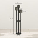Outsunny 3-Light Solar Rattan Floor Lamp With Shelf, Auto On/Off, Grey